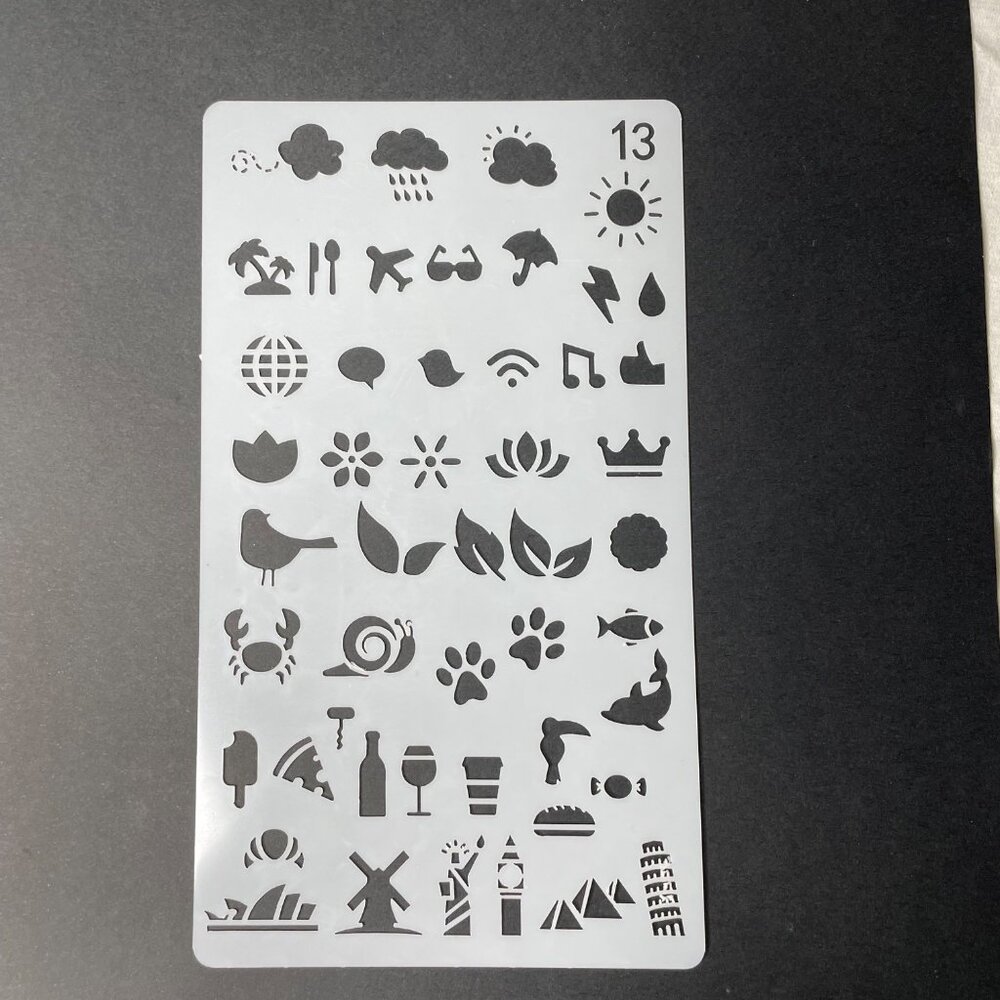 Reusable Art Planner Stencil Weather Travel Dinning Beach mq Mixed Media Supplie